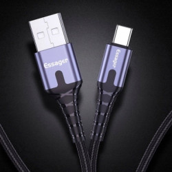 Дата кабель USB 2.0 AM to USB-C 2.0m 3A LED black Essager (EXCT-XGA0G)