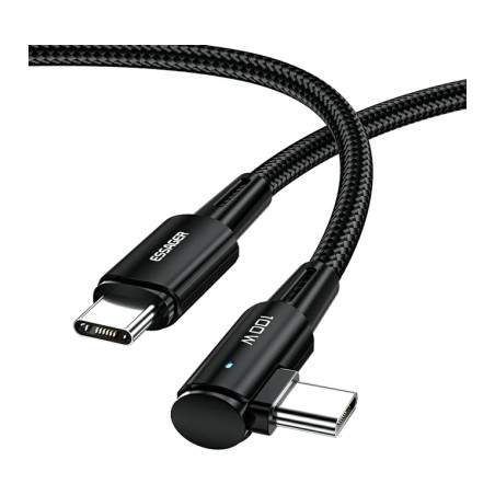 Дата кабель USB-C to USB-C 3.0m 100W 90° corner black Essager (EXCTT1-CGWTC01)