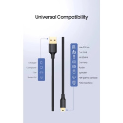 Дата кабель USB 2.0 AM to Mini 5P 1.0m US132 black Ugreen (10355)