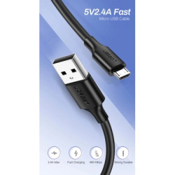 Дата кабель USB 2.0 AM to Micro 5P 0.25m 2A US289 black Ugreen (60134)