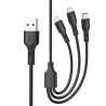 Дата кабель USB 2.0 AM to Lightning + Micro 5P + USB-C 3A black XO (CB-23U3-BK)