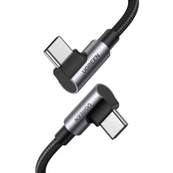 Дата кабель USB-C to USB-C 1.0m 100W (20V/5A) 90° corner braided black Ugreen (70696)