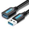 Дата кабель USB 3.0 AM/AF 3.0m black Vention (CBHBI)