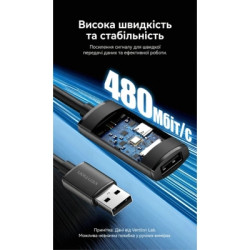 Дата кабель USB 2.0 AM/AF 20.0m Active black Vention (CBKBQ)