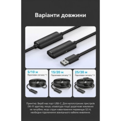 Дата кабель USB 2.0 AM/AF 20.0m Active black Vention (CBKBQ)
