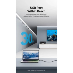 Дата кабель USB 2.0 AM/AF 30.0m Active black Vention (CBKBT)