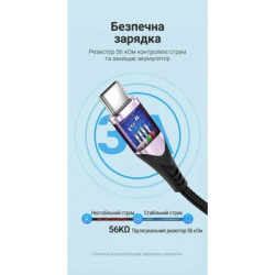 Дата кабель USB 2.0 AM to USB-C 1.5m 3A cotton braided aluminum purple Vention (CODVG)