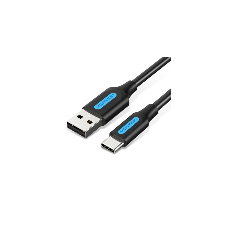 Дата кабель USB 2.0 AM to USB-C 1.0m 3A black Vention (COKBF)
