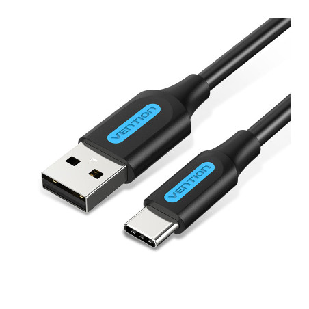 Дата кабель USB 2.0 AM to USB-C 1.0m 3A black Vention (COKBF)