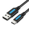 Дата кабель USB 2.0 AM to USB-C 1.0m 3A black Vention (COKBF)