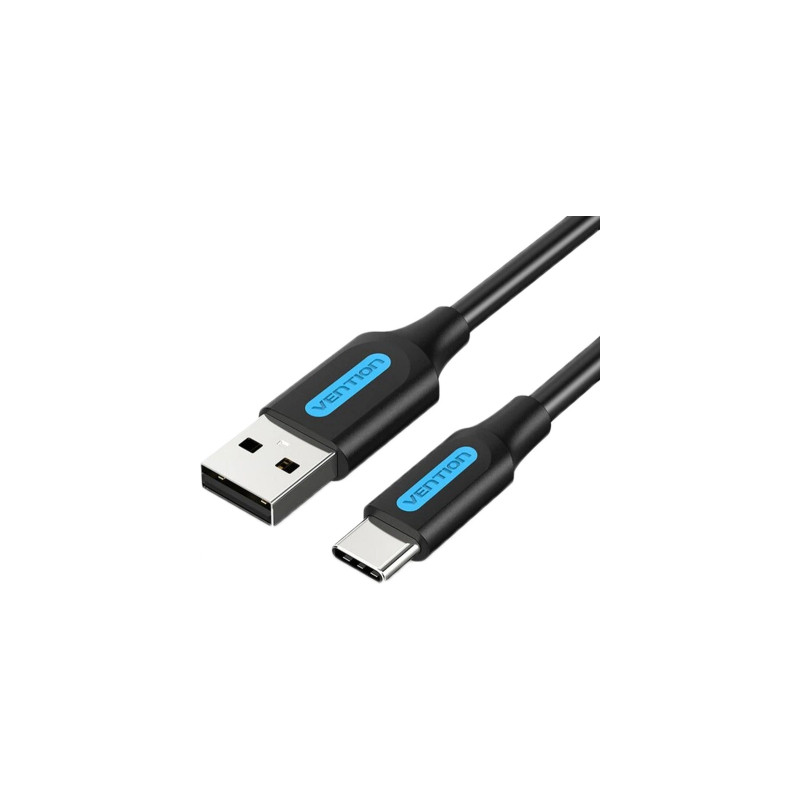 Дата кабель USB 2.0 AM to USB-C 1.5m 3A black Vention (COKBG)
