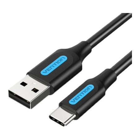Дата кабель USB 2.0 AM to USB-C 1.5m 3A black Vention (COKBG)