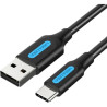 Дата кабель USB 2.0 AM to USB-C 1.5m 3A black Vention (COKBG)