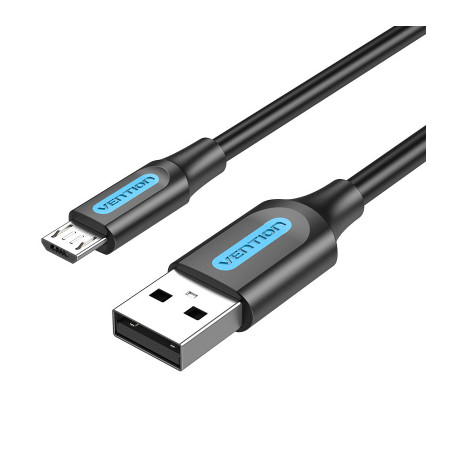 Дата кабель USB 2.0 AM to Micro 5P 1.0m 3A black Vention (COLBF)