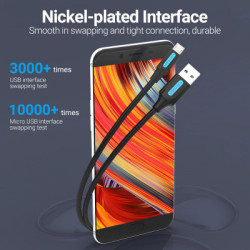 Дата кабель USB 2.0 AM to Micro 5P 1.0m 3A black Vention (COLBF)