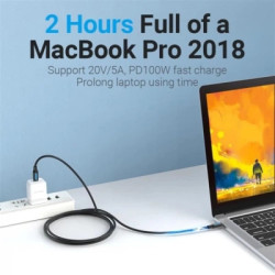 Дата кабель USB-C to USB-C 1.5m 5A black Vention (COTBG)