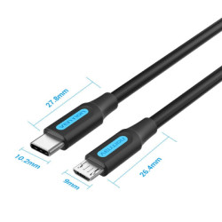 Дата кабель USB-C to Micro 5P 1.0m 2A black Vention (COVBF)