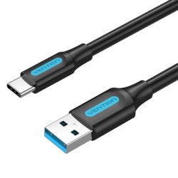 Дата кабель USB 3.0 AM to USB-C 1.5m black Vention (COZBG)