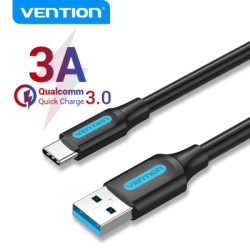 Дата кабель USB 3.0 AM to USB-C 1.5m black Vention (COZBG)