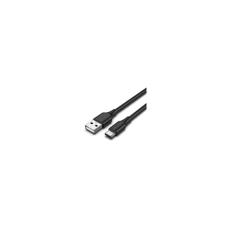 Дата кабель USB 2.0 AM to USB-C 1.5m 3A nylon braided LED black Vention (CTFBG)