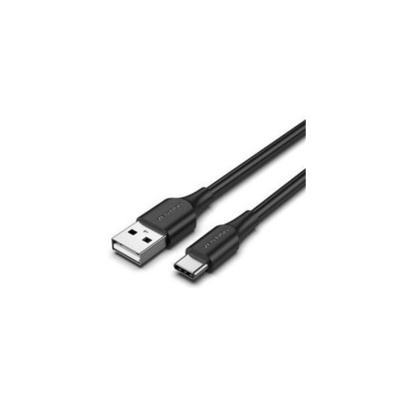 Дата кабель USB 2.0 AM to USB-C 1.5m 3A nylon braided LED black Vention (CTFBG)