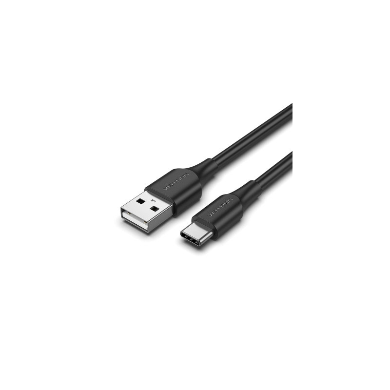 Дата кабель USB 2.0 AM to USB-C 1.0m 3A black Vention (CTHBF)