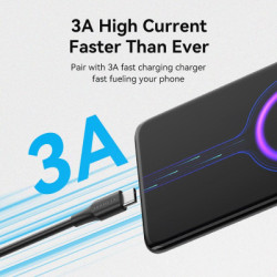 Дата кабель USB 2.0 AM to USB-C 1.0m 3A black Vention (CTHBF)