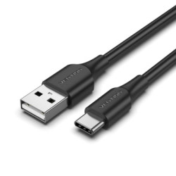 Дата кабель USB 2.0 AM to USB-C 2.0m 3A black Vention (CTHBH)