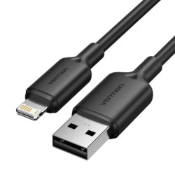 Дата кабель USB 2.0 AM to Lightning 1.0m 2.4A black Vention (LAMBF)