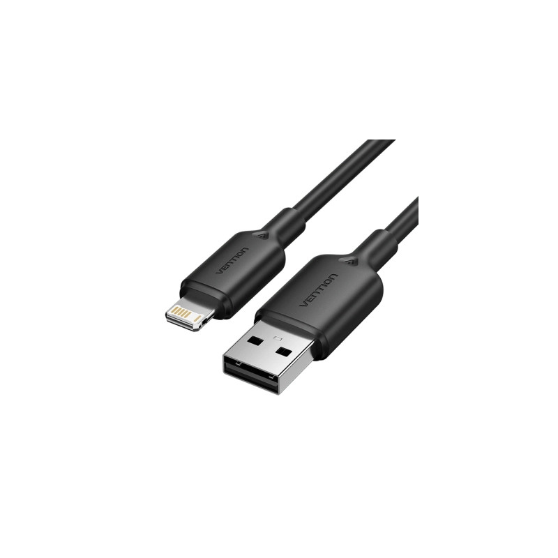 Дата кабель USB 2.0 AM to Lightning 1.0m 2.4A black Vention (LAMBF)