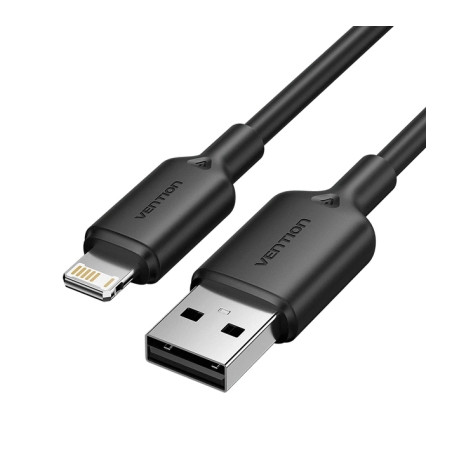 Дата кабель USB 2.0 AM to Lightning 1.0m 2.4A black Vention (LAMBF)