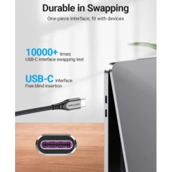 Дата кабель USB-C to USB-C 2.0m 5A aluminum gray Vention (TAEHH)