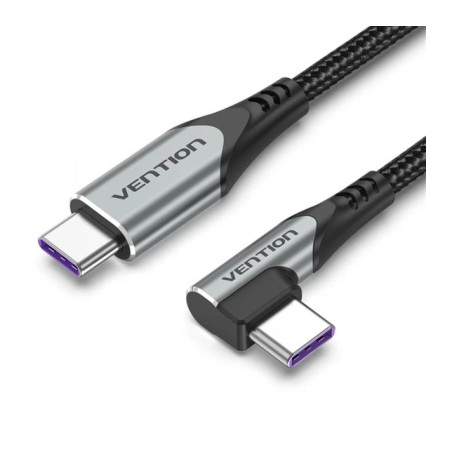 Дата кабель USB-C to USB-C 1.0m 5A 90° corner aluminum gray Vention (TAKHF)