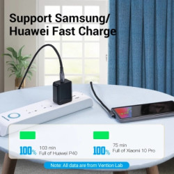 Дата кабель USB-C to USB-C 1.0m 5A 90° corner aluminum gray Vention (TAKHF)