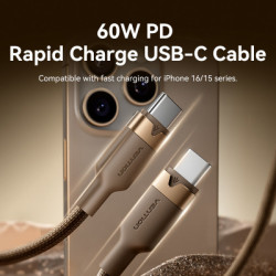 Дата кабель USB-C to USB-C 1.0m 3A aluminum gold Vention (TRDJF)