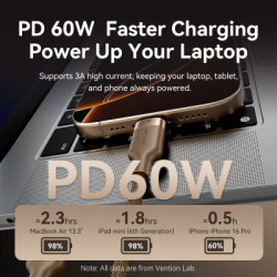 Дата кабель USB-C to USB-C 1.0m 3A aluminum gold Vention (TRDJF)