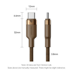 Дата кабель USB-C to USB-C 1.0m 3A aluminum gold Vention (TRDJF)