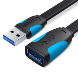 Дата кабель USB 3.0 AM/AF 2.0m flat black Vention (VAS-A13-B200)