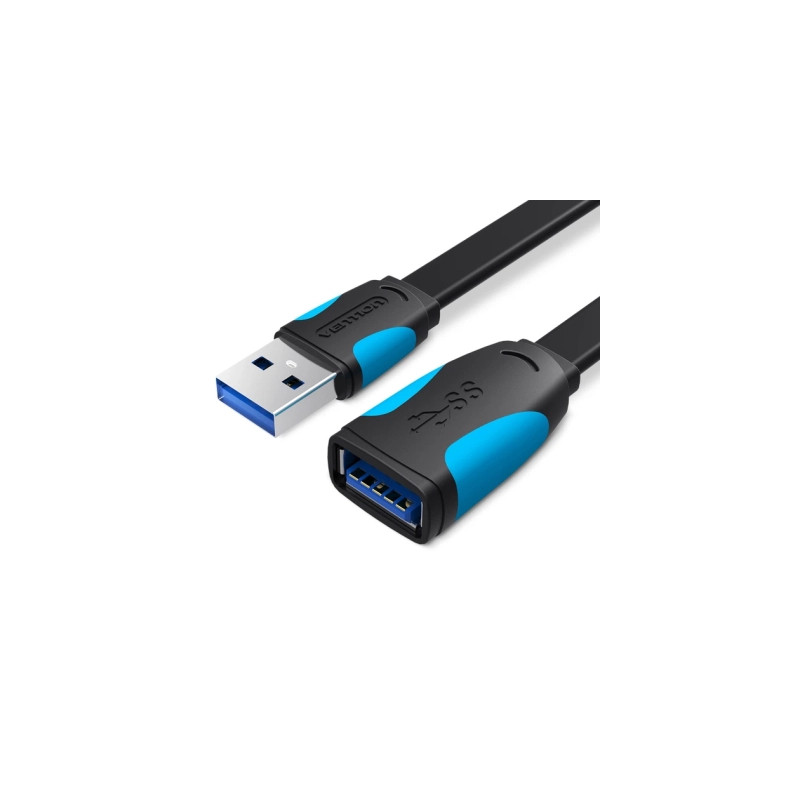Дата кабель USB 3.0 AM/AF 2.0m flat black Vention (VAS-A13-B200)