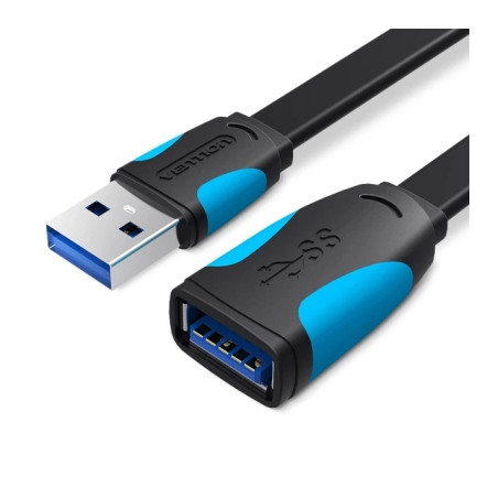 Дата кабель USB 3.0 AM/AF 2.0m flat black Vention (VAS-A13-B200)