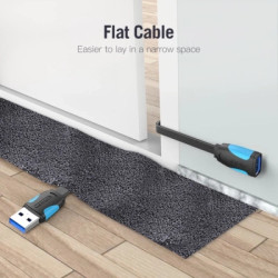 Дата кабель USB 3.0 AM/AF 2.0m flat black Vention (VAS-A13-B200)