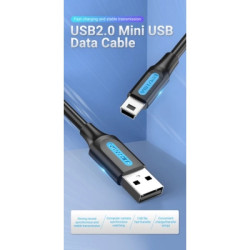 Дата кабель USB 2.0 AM to Mini 5P 1.0m black Vention (COMBF)
