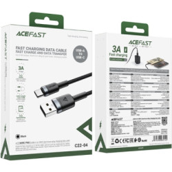 Дата кабель USB 2.0 AM to USB-C 1.2m 60W black Acefast (6974316285144)