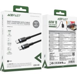 Дата кабель USB-C to USB-C 1.2m 60W black Acefast (6974316285137)