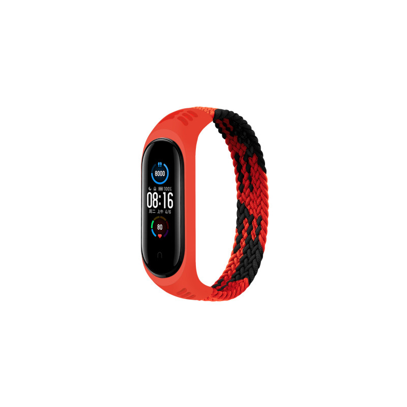 Ремінець до фітнес браслета BeCover Elastic Nylon Style для Xiaomi Mi Smart Band 5/6 (Size M) Black-Red (706146)