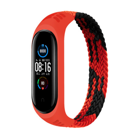 Ремінець до фітнес браслета BeCover Elastic Nylon Style для Xiaomi Mi Smart Band 5/6 (Size M) Black-Red (706146)