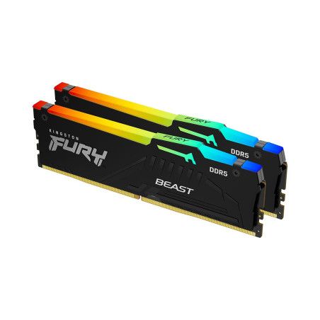 Модуль пам'яті для комп'ютера DDR5 32GB (2x16GB) 5600 MHz Beast RGB AM5 Black Kingston Fury (ex.HyperX) (KF556C36BBEAK2-32)