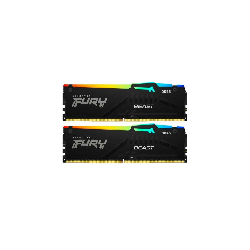 Модуль пам'яті для комп'ютера DDR5 64GB (2x32GB) 5600 MHz Beast RGB Kingston Fury (ex.HyperX) (KF556C36BBEAK2-64)