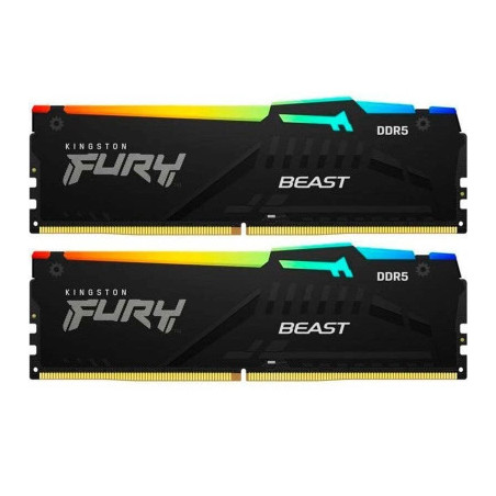 Модуль пам'яті для комп'ютера DDR5 64GB (2x32GB) 5600 MHz Beast RGB Kingston Fury (ex.HyperX) (KF556C36BBEAK2-64)