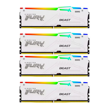 Модуль пам'яті для комп'ютера DDR5 128GB (4x32GB) 5600 MHz FURY Beast RGB White Kingston Fury (ex.HyperX) (KF556C40BWAK4-128)